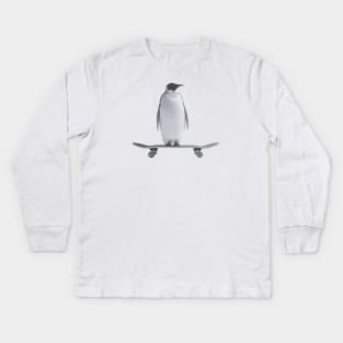 Penguin Skateboard Kids Long Sleeve T-Shirt